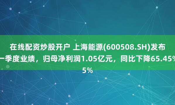 在线配资炒股开户 上海能源(600508.SH)发布一季度业绩，归母净利润1.05亿元，同比下降65.45%