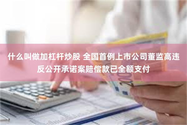 什么叫做加杠杆炒股 全国首例上市公司董监高违反公开承诺案赔偿款已全额支付