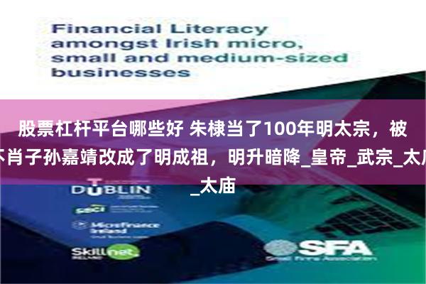 股票杠杆平台哪些好 朱棣当了100年明太宗，被不肖子孙嘉靖改成了明成祖，明升暗降_皇帝_武宗_太庙