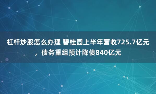 杠杆炒股怎么办理 碧桂园上半年营收725.7亿元，债务重组预计降债840亿元