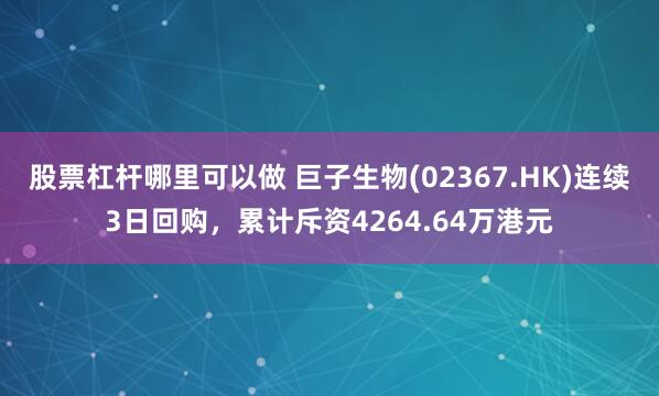 股票杠杆哪里可以做 巨子生物(02367.HK)连续3日回购，累计斥资4264.64万港元