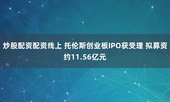 炒股配资配资线上 托伦斯创业板IPO获受理 拟募资约11.56亿元