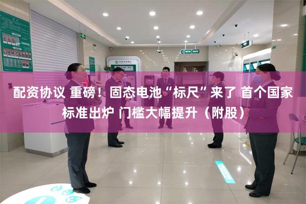 配资协议 重磅！固态电池“标尺”来了 首个国家标准出炉 门槛大幅提升（附股）