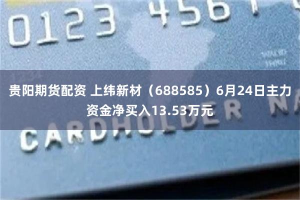 贵阳期货配资 上纬新材(688585)6月24日主力资金净买入13.53万元