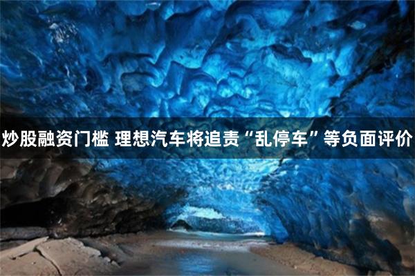 炒股融资门槛 理想汽车将追责“乱停车”等负面评价