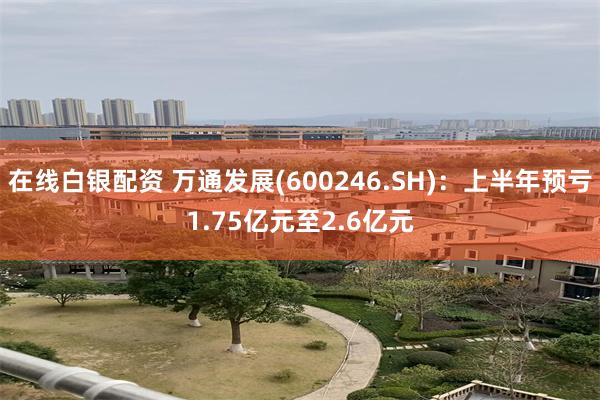 在线白银配资 万通发展(600246.SH)：上半年预亏1.75亿元至2.6亿元