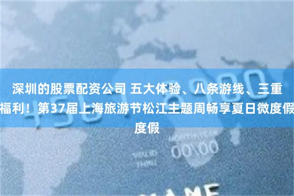 深圳的股票配资公司 五大体验、八条游线、三重福利！第37届上海旅游节松江主题周畅享夏日微度假