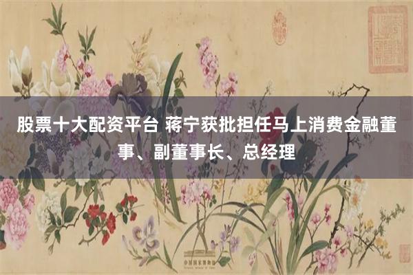 股票十大配资平台 蒋宁获批担任马上消费金融董事、副董事长、总经理