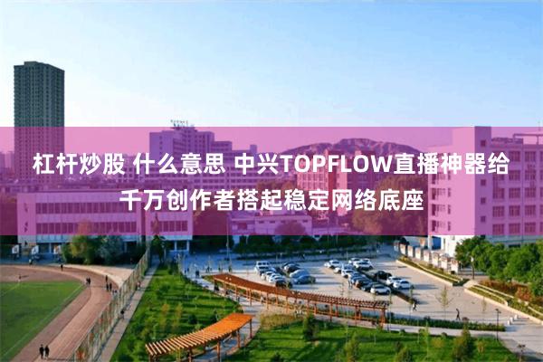 杠杆炒股 什么意思 中兴TOPFLOW直播神器给千万创作者搭起稳定网络底座